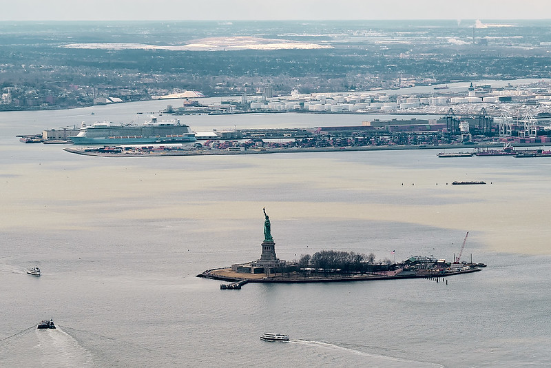 Statue of Liberty aerial shot