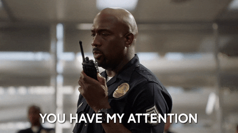 sgt. grey from ABC's the rookie saying you have my attention to discuss how science affects your content marketing