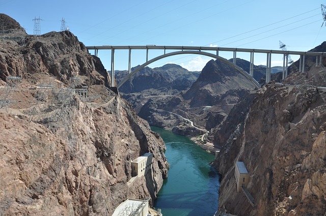 Picture Taken from the Hoover Dam over the river and mountains