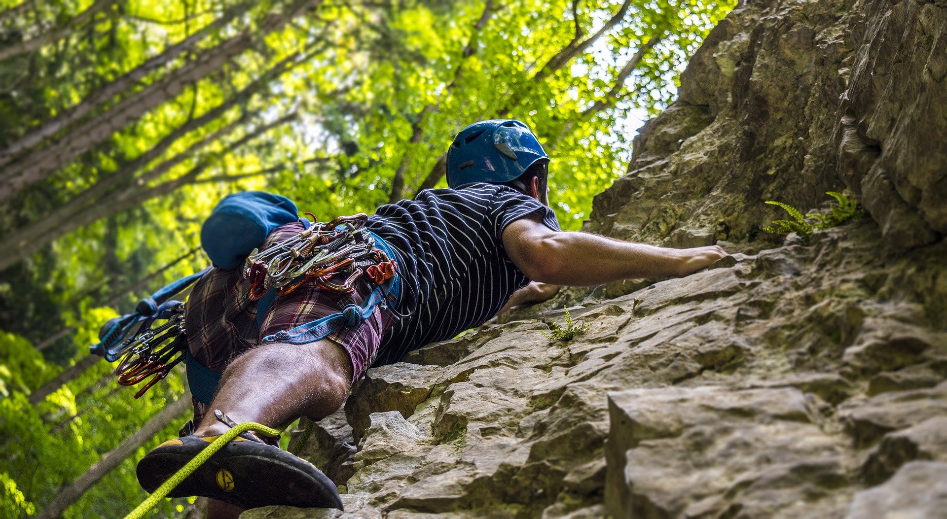 a man rock climbing