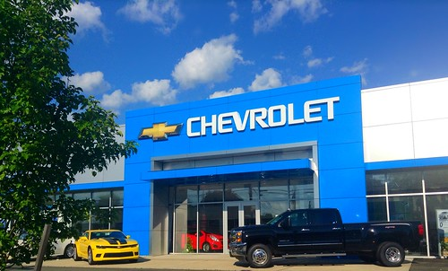 Chevrolet Silverado in front of Dayton, OH dealership