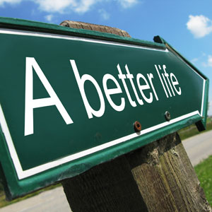 This way to a better life.
